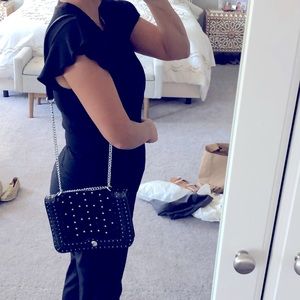 ZARA purse black suede studded